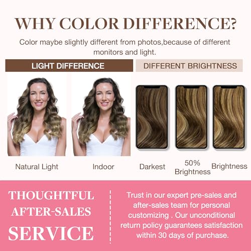 Image of GOO GOO Clip in Hair Extensions Real Human Hair, Remy Human Hair Extensions Clip ins for Women, Natural Human Hair, 20inch 150g 7Pcs, 4 /27 /4 Balayage Chocolate Brown to Caramel Blonde