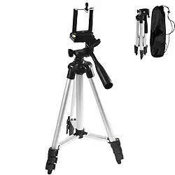 Tripé Profissional Para Câmera E Celular 1,3M Tripod Universal Com Suporte Ajustável Bolsa De Transporte E Regulagem de Altura Pedestal Para Fotos E Vídeos 9 Meses De Garantia