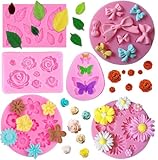 Flower Fondant Silicone Molds Leaf Bow Bowknot Daisy Butterfly Cake Candy Mould for Cake Decoration,Chocolate Fudge,Polymer Clay,Soap,Resin Confectionery Projects