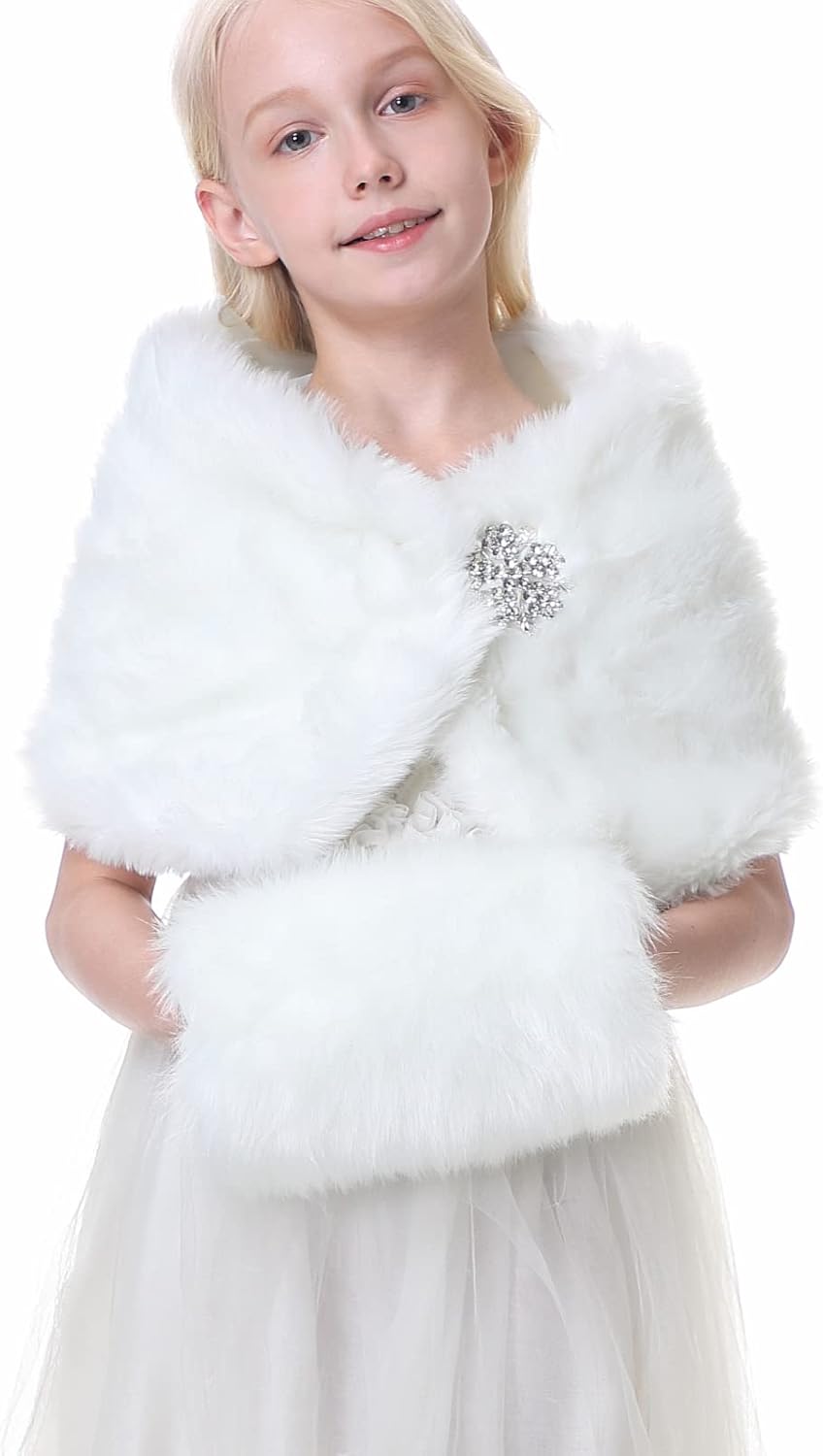 BKSKK Winter Warm Faux Fur Hand Muffs for Flower Girls White : Clothing, Shoes & Jewelry