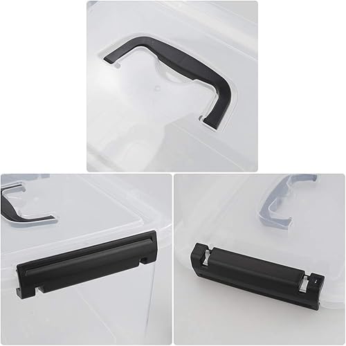 Miniatura 5 de Wekioger Contenedores de almacenamiento versátiles de 6 cuartos de galón con asa y hebillas de cierre seguro, 6 paquetes de caja organizadora con