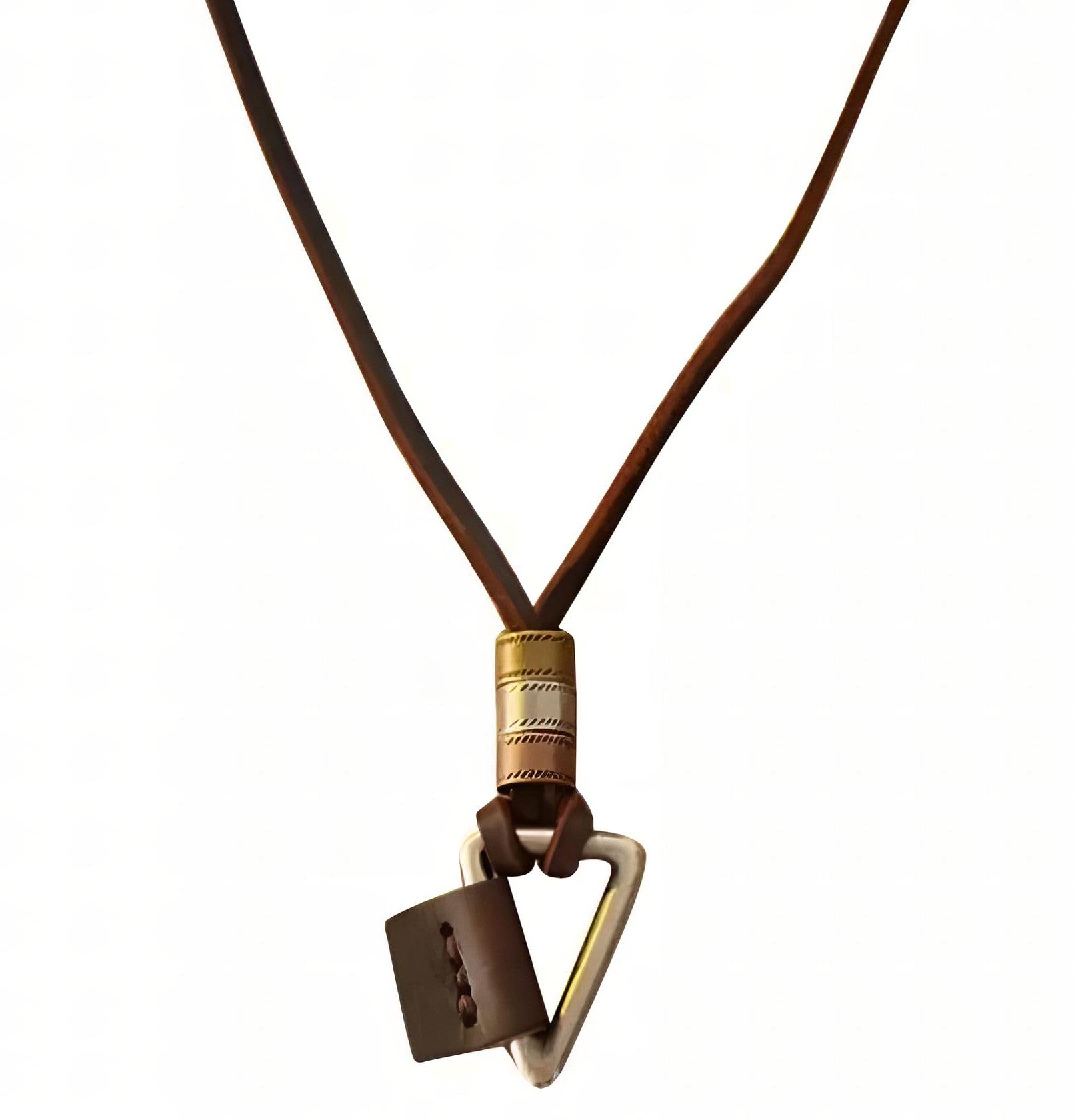 rvm jewels Boho Mens Necklace - Triangle Pendant with Adjustable Leather Cord, Stylish Men's Jewelry Accessory-picture-19