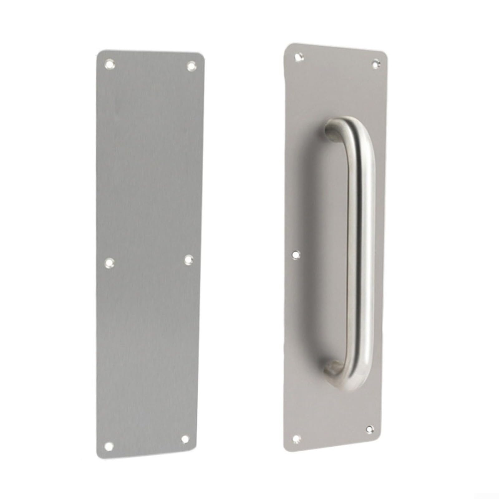 Plaque Hle en acier inoxydable robuste - 300 x 80 mm - Pour porte coulissante en bois - Argenté (sans poignée)