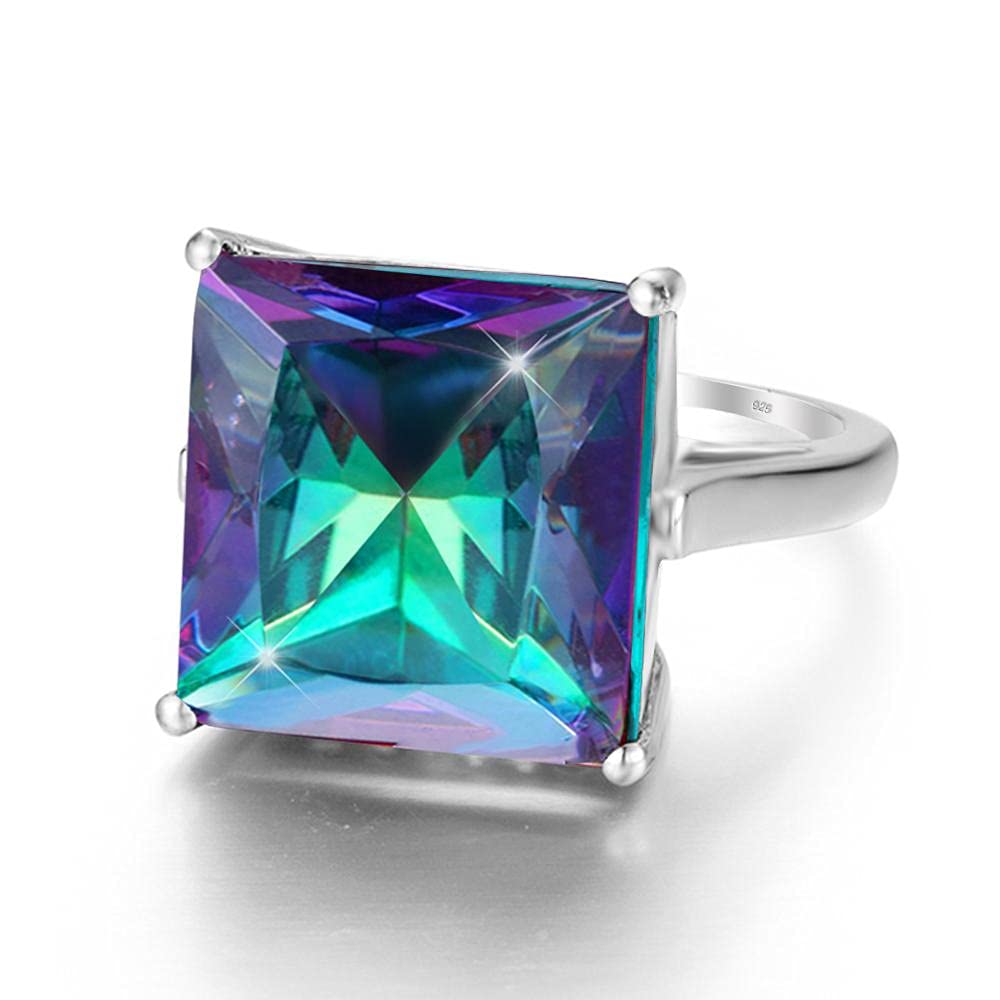 Anillos De Piedras Preciosas De Topacio Místico De Fuego Arco