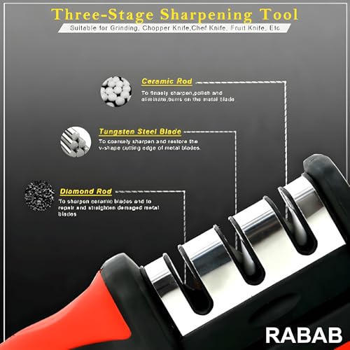 Image of RABAB THE Best Knife Sharpener Tool,Manual 3 Stage Knife Sharpner Tool Advanced Knife Sharpener for Kitchen Knife Sharpner Knife Sharpening Tool for Steel Knives...