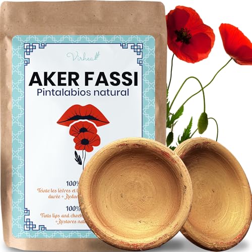 VIRHEA® Auténtico Aker Fassi x2 Barra de Labios Marroquí Natural a Base de Amapola y Granada Belleza Tradicional