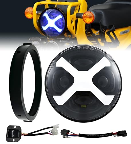 HENGTUAOTO クロスカブCC110専用 5.75インチLEDヘッドライト X-スタイル ブルーDRL ヘッドライト固定用リング 専用アダプターケーブル バラスト付き 2022以後JA60のサムネイル