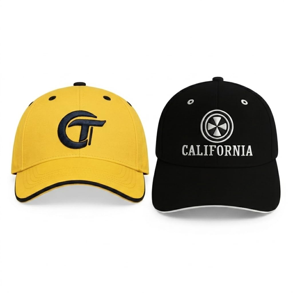 Premium Cotton Twill Baseball Cap Combo | Adjustable Fit, Breathable & Lightweight | Yellow & Black | Casual & Streetwear Cap (Pack of 2)-image-9