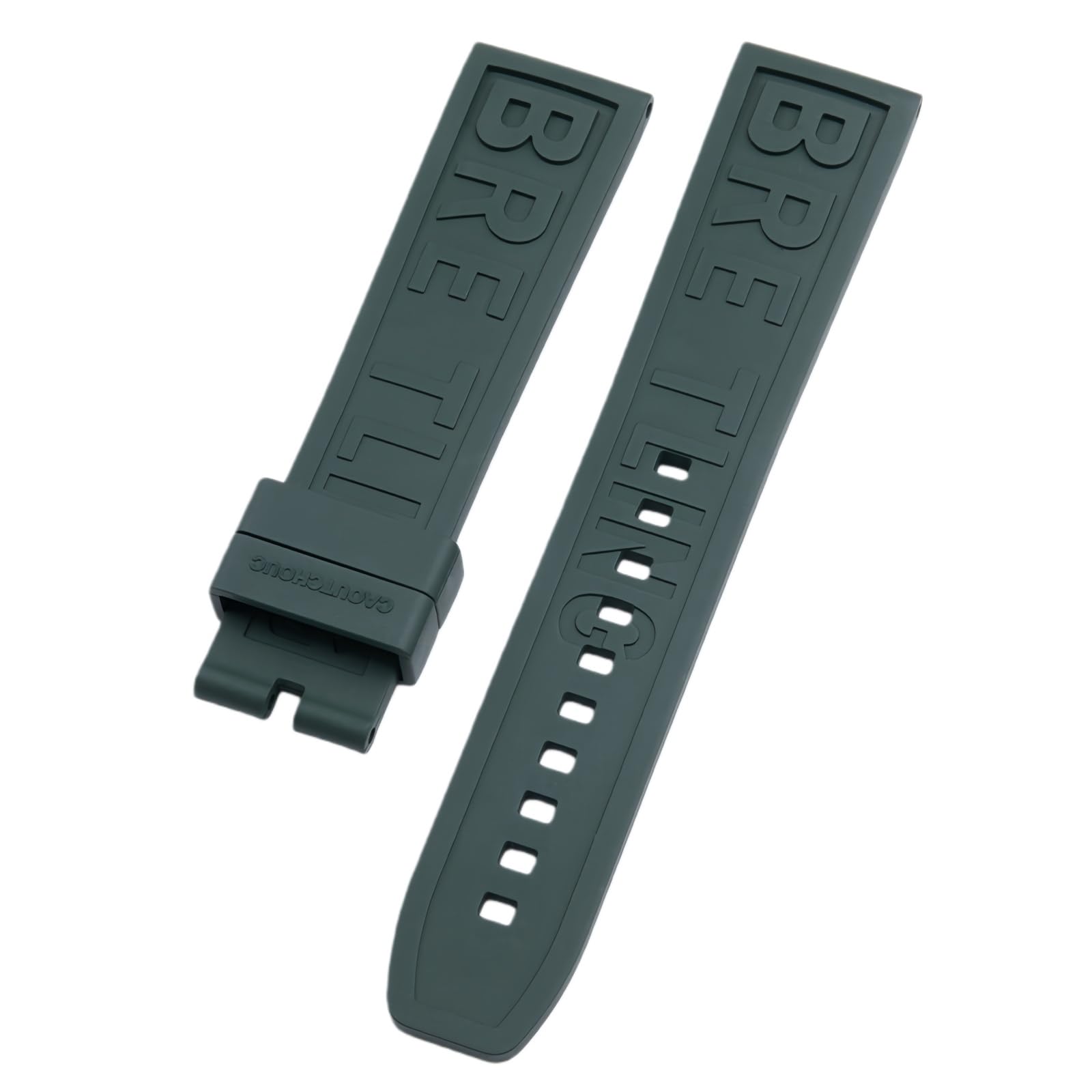 ROUHO Flexible Rubber Watch Strap Replacement Sweatproof Watch Band for Breitling Superocean Blackbird-Green 20mm