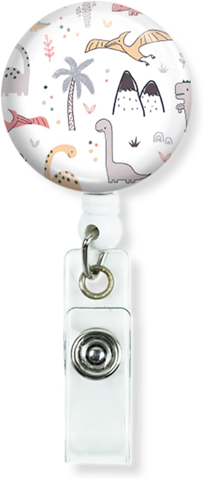 Cute Dinosaur Badge Reel Holder Retractable with Alligator Clip on ID Name Card Holders for Nurse Doctor Teacher Student Medical Work Office
