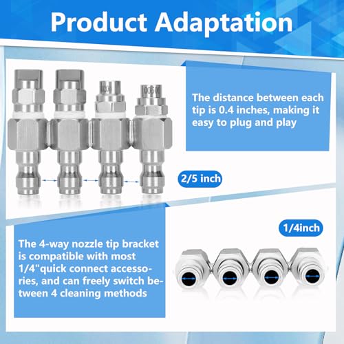 Image of 4 Way Rod Nozzle Suitable for 7-8 GPM Rod Pressure Washer Nozzle