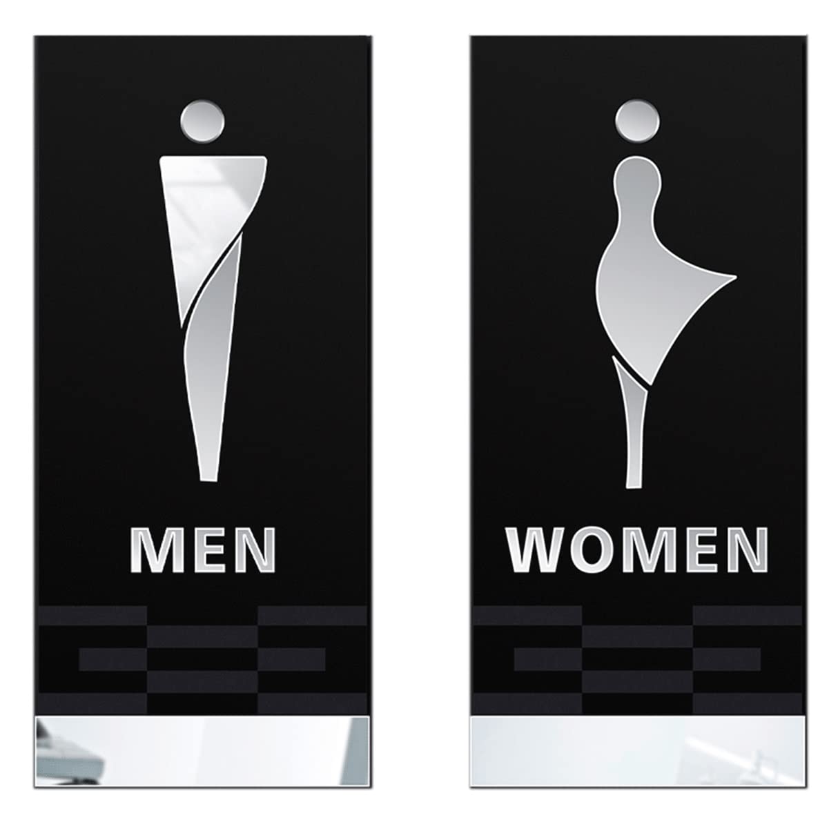 Cartel unisex para la puerta del aseo, Juego de figuras decorativas de acrílico for baño, letrero moderno for baño, for hombres y mujeres(Silver)