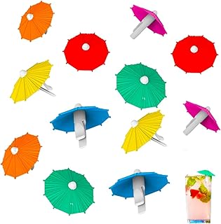 Marcadores de modelado de paraguas Colgante de bebida de silicona, marca de copa de vino capaz de limpiarse y usarse repetidamente, juego de colgante de copas de fiesta colorido, 6 piezas.