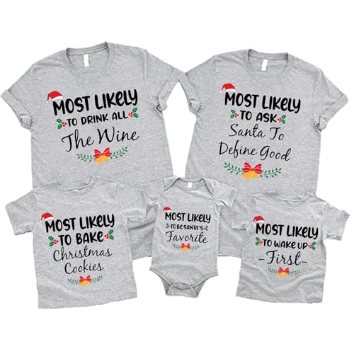 Most Likely Family Matching Christmas Shirt, Funny Christmas Tee Tops, Personalized Shirts For Christmas Party, Custom Family Reunion Couples Vacation Most Likely To T-Shirts2