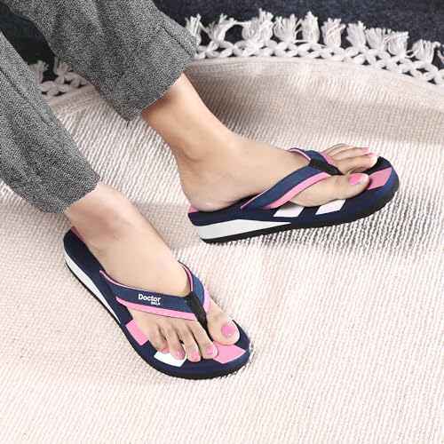 Image of Doctor Walk Comfort Flip Flops, Green and White, Anti-Skid Sole with Soft Straps Slipper for Women's