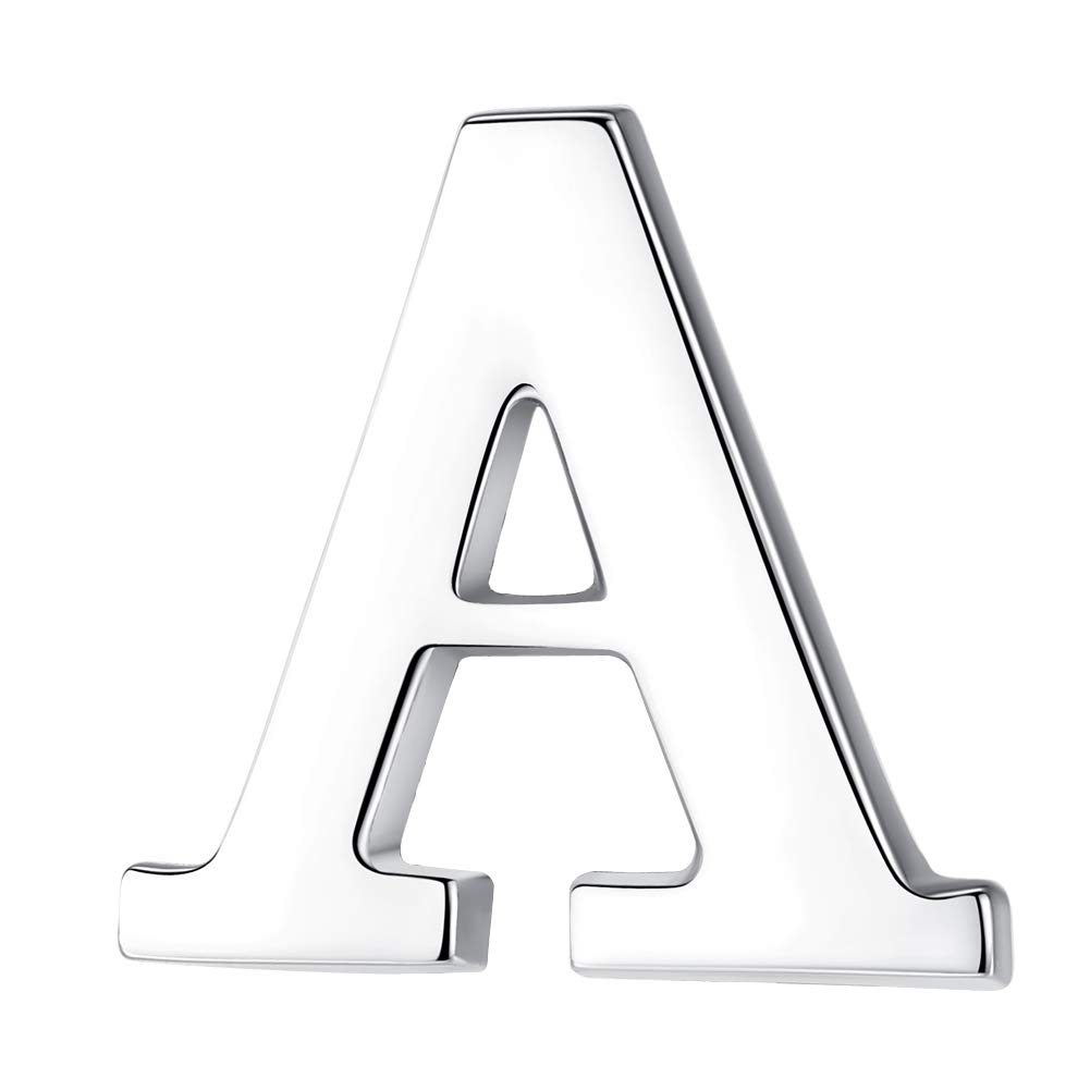 HONEY BEAR Silver Initial Letter Tie Lapel Pin Brooch for Men Women Shirt