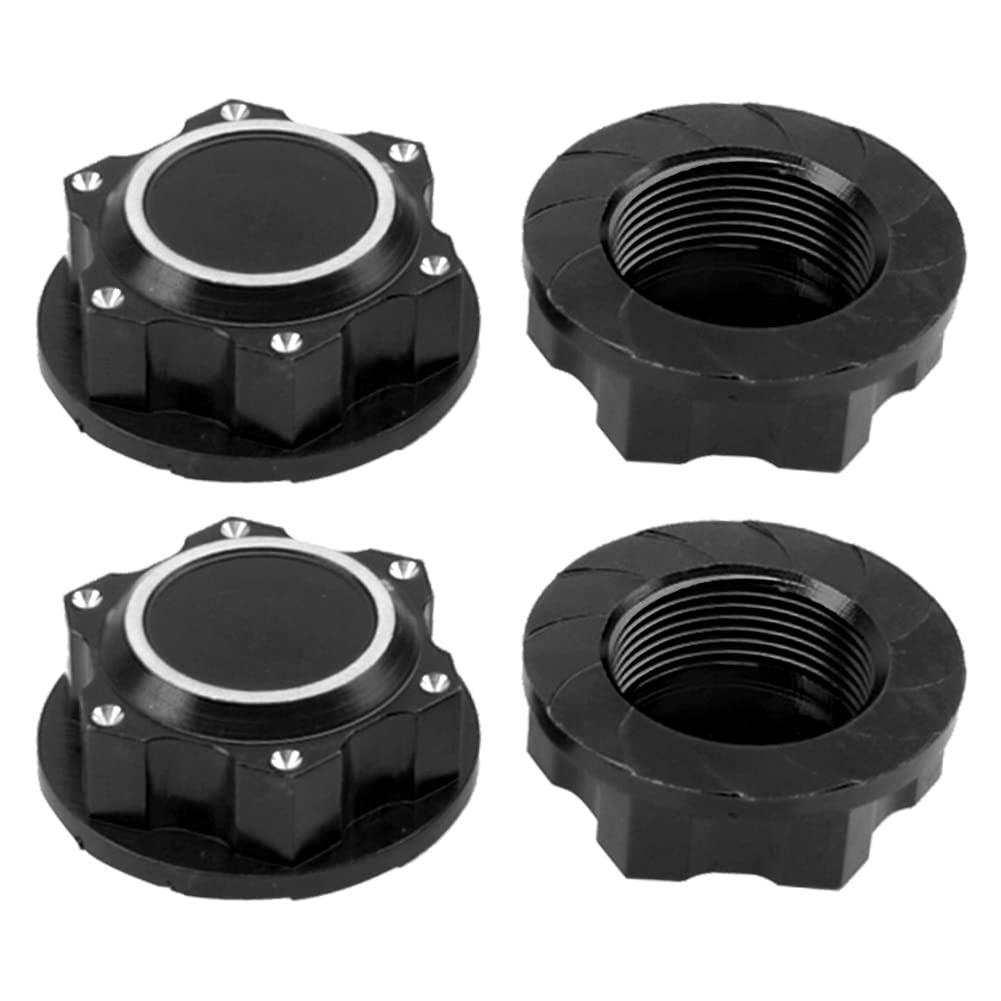 4Pcs Vgoohobby 24mm Wheel Hub Cover Hex Wheel Dust Lock Nut Adapter Anti-Dust Cover Compatible with Arrma 1/5 Kraton 8S Outcast 8S RC Car (Black)