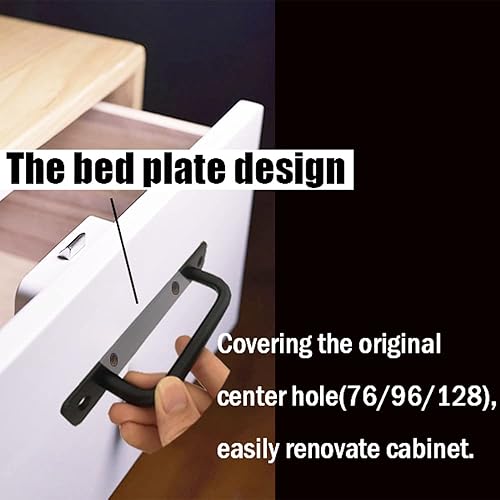 Miniatura 2 de Paquete de 12 manijas de gabinete color negro mate de 5 pulgadas de 5.039 in con tablero trasero, tiradores de aluminio para cajones, tiradores de