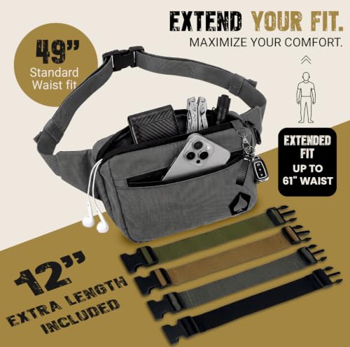 Image of HighSpeedDaddy Tactical Fanny Pack - Waterproof Fanny Belt Bag Pack with Adjustable Waist - 500D Nylon with Quick-Access Pockets - Everyday EDC Pouch for Men & Women - Gunmetal Gray