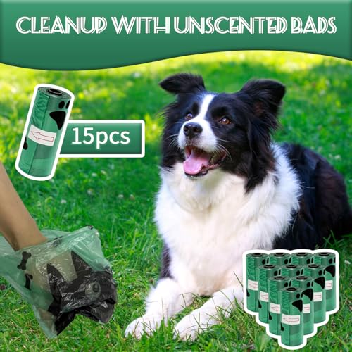 Image of Dog Poop Bags, 150 Count Heavy Duty Waste Bags for Dog, Doggy Poop Bags for Outdoor Walk | Leak-proof | Sturdy | Easy Open | Scented (Deep Green, 150 Count (10 Roll))