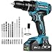 Cordless Drill Driver 21V, LEEIKOO Cordless Hammer Drill Set, 42N.m Battery Drill, 25+3 Torque Set, 2-Speed, LED Light, 2.0AH Battery, 24PCS Electric Drill Set for Home and Garden DIY Project