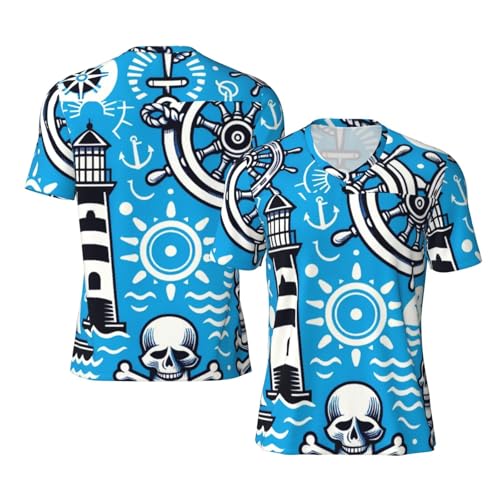 Stylish Athletic Sports Jersey Maritime-Nautical-White Men's Rugby Jersey Medium