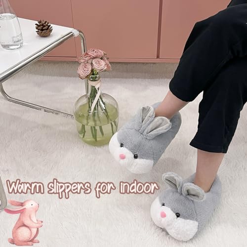 Caramella Bubble Classic Bunny Slippers for Women Funny Animal Novelty Slippers for Adults Cute Plush Rabbit Bedroom Slippers4