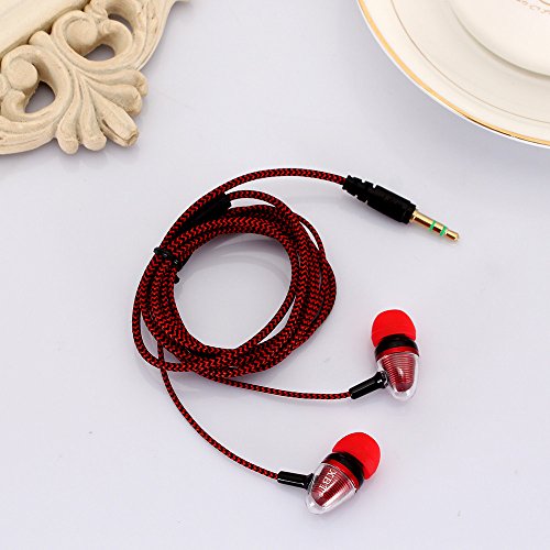 Amaping Universal 3.5mm in-Ear Stereo Earbuds Earphone Capsule Shape Clear Shell Protcetive Headphone Set for Cell Phone MP3 MP4 Player (Red)