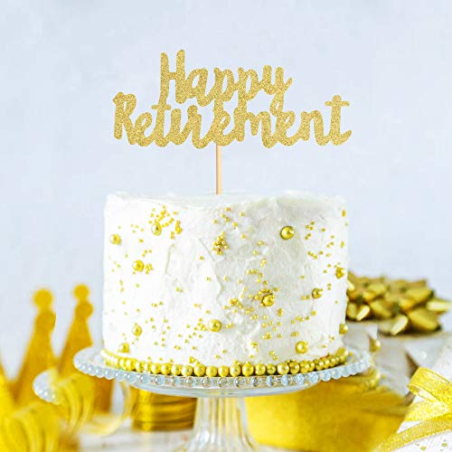 Keaziu Gold Happy Retirement Cake Topper Party Cake Decoration Supplies Retirement Party Supplies Decor #TOP2