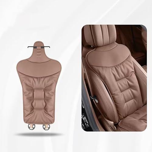 インフィニティ シート クッション 座席バックレスト 車の座布団 後部座席 ナッパレザー+ベルベット 腰枕 カー用品 背もたれ 通気性 人間工学 腰サポート 圧力分散 四季汎用 柔らかい 滑り止め 薄い 車 車用 自宅用 取付簡単 (ブラウン, 座席バック