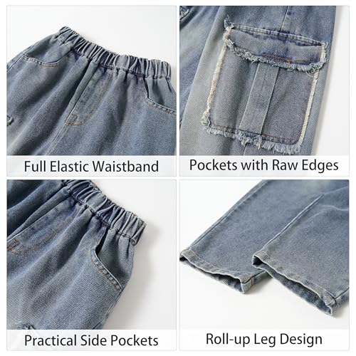 Rolanko Boys Baggy Jeans Elastic Straight fit Stretch Denim Pants Loose Kids Clothes 4-14 Years 5