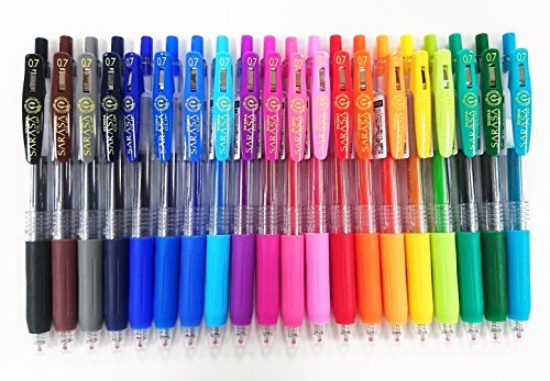 Zebra Sarasa Clip Rapid Dry Ink Gel Retractable Pen, 0.7mm, 20 Colors Set with Original Vinyl Pen Case