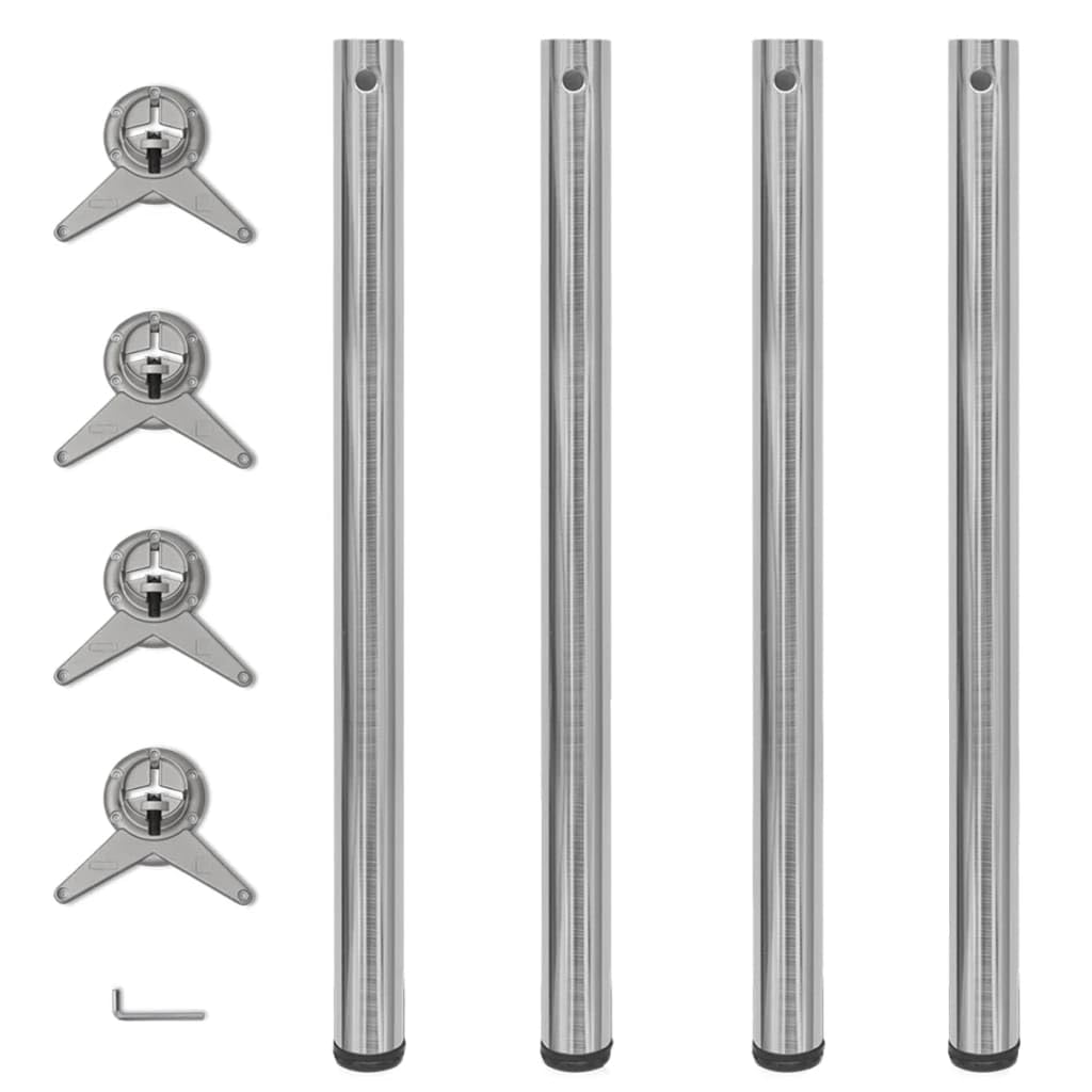 Patas de muebles regulables en altura, 4 patas de mesa de níquel cepillado 870 mm, patas robustas para encimeras, escritorios y encimeras, montaje fácil