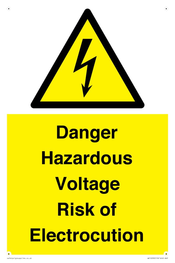 Danger Hazardous Voltage Risk of Electrocution Sign - 200x300mm - A4P