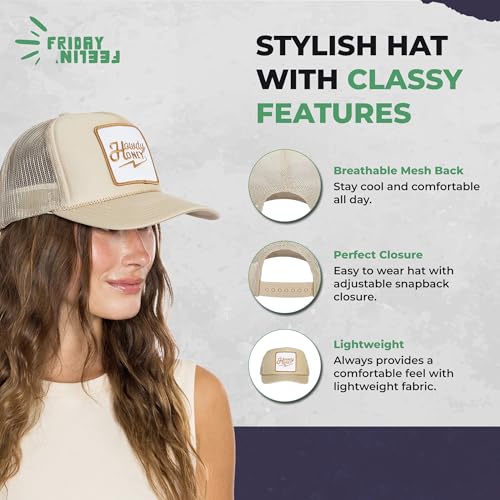 Image of Friday Feelin' Trucker Hat Women Men Baseball Caps Gift Women's USA Trucker Hats Caps Baseball Hats All Occasions - One Size