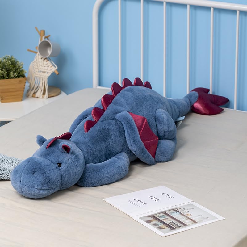 Leahaoe Weighted Dragon Stuffed Animal 110CM 4.5KG Soft and Sturdy Weighted Stuffed Animals for Adults and Kids, Large Blue Stuffed Animal