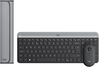 Logitech MK470 Slim Wireless Keyboard & Mouse Combo for Windows + Logitech Desk Mat - Whisper-Quiet, Long Battery Life, Optical Mouse, PC/Laptop, QWERTY UK Layout - Black