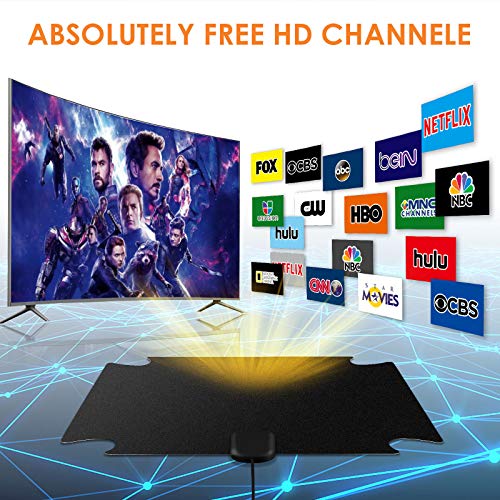 [2020 Latest] Digital TV Antenna 120 Miles Amplifier Signal Booster Indoor Long Range HDTV Antennas Support 4K 1080P UHF VHF Local Free Channels （Coax Cable） - Thumbnail 2