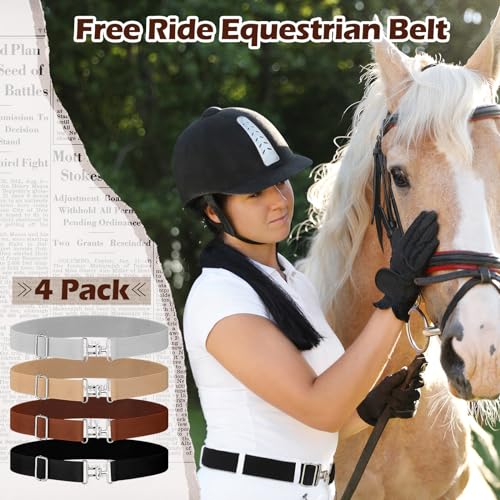4 Pcs 1.5 Inch Elastic Equestrian Belt Horse Riding Belt with Surcingle Buckle for Women for Horseback Riding Equestrian Sports(Colorful)3