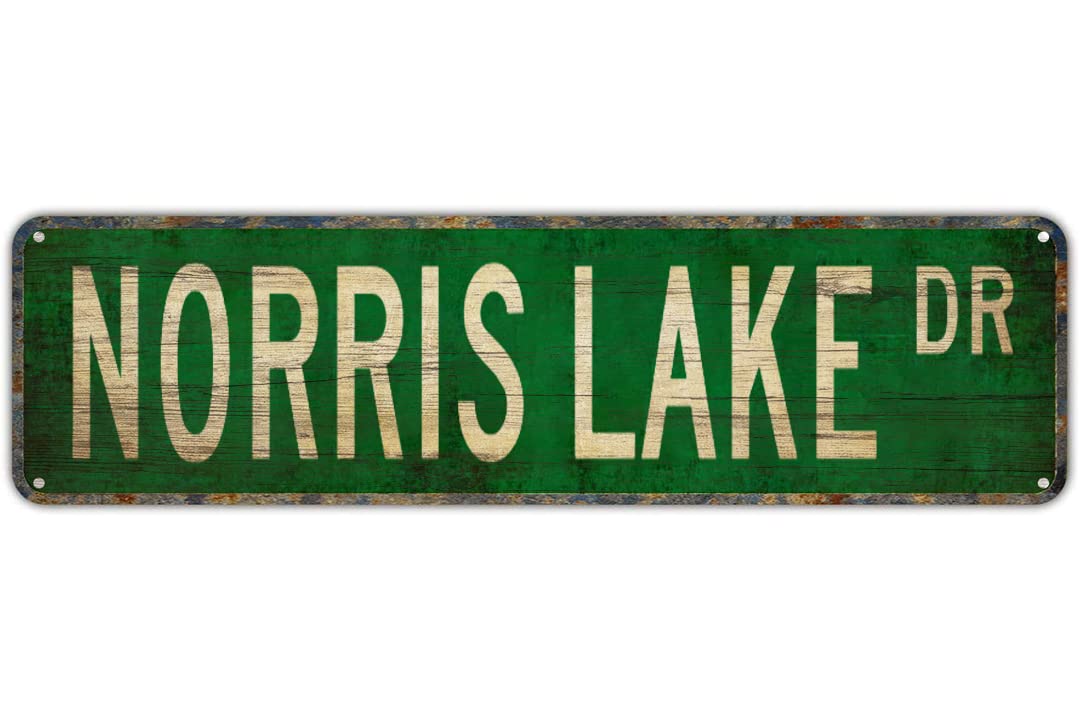 NORRIS LAKE DR Vintage Tin Signs Art Plaque Aluminum for Bedroom Kitchen Garden Wall Bar Club Coffee Hanging Home Decor 4x16 Inch