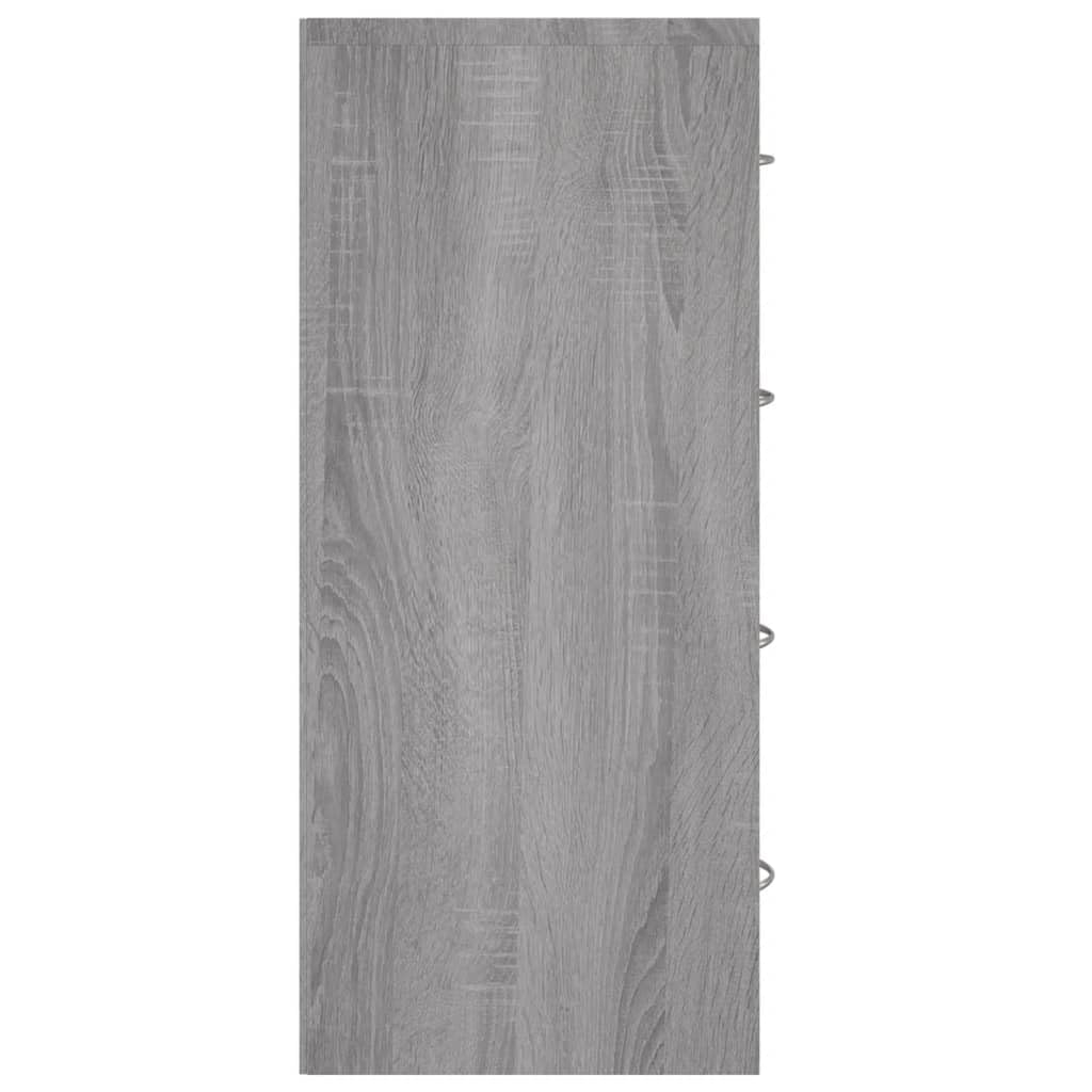 Credenza con 4 Cassetti 60x30,5x71 cm Grigio sonoma，Madia Soggiorno Moderna，Mobile Bar Per Casa Salotto