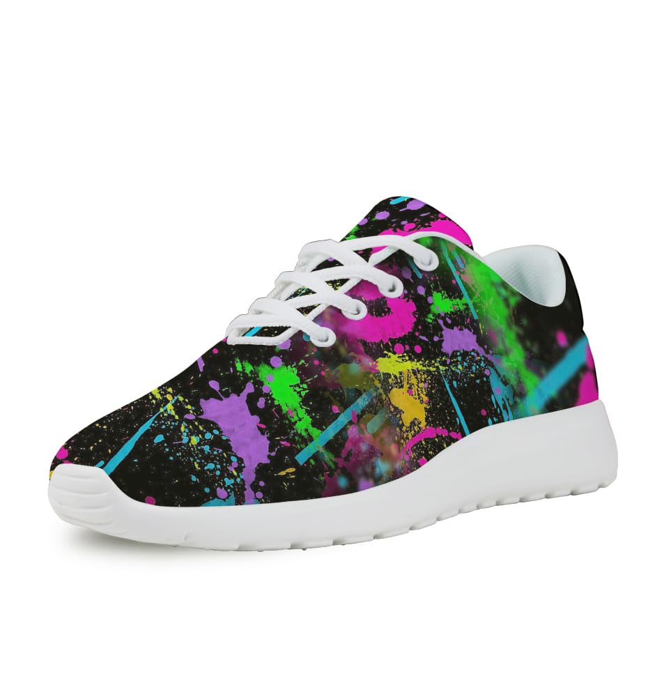 Neon Splatters with Paint Shoes for Women Men Trail Running Casual Fashion Sneakers Slip-on Tennis Shoes