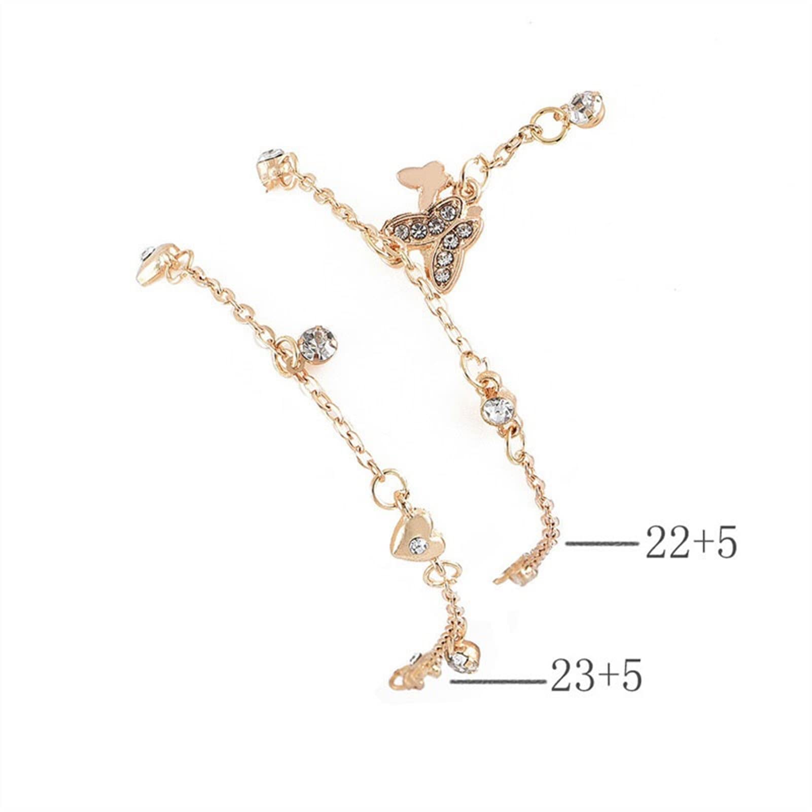 Cavigliera/Cavigliere Cavigliera Strass Catena da Tennis Catena del Piede Gioielli per Le Donne Cavigliera da Spiaggia Estiva Farfalla Catena a Piedi Nudi Braccialetti alla Caviglia (Color : Silver)