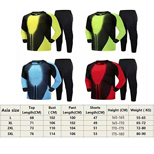THLFR Terno de jérsei de goleiro de futebol masculino e feminino, uniforme de manga comprida, respir