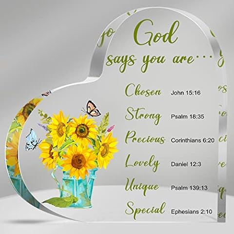 Yulejo Acrylic Christian Gifts for Women Inspirational Gifts with Bible Verse Prayers Religious Gifts Scripture Gifts for Women Men Friends Mom Valentines Birthday Gifts (Square Style) Cover