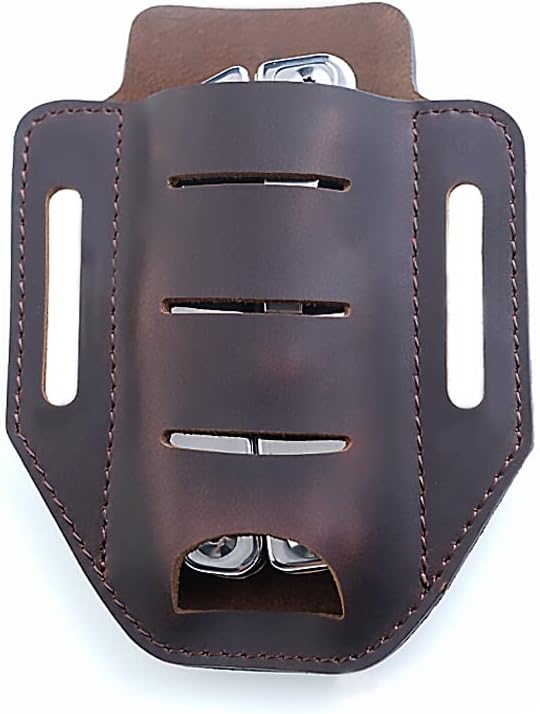 VIPERADEEDC Leather Sheath Belt Pouch Organizer Belt Loop Holster Tool Holder One Pocket EDC Belt Sheath with MOLLE System Keychain for Knife/Flashlight/Tactical Pen/Tools EDC Gear