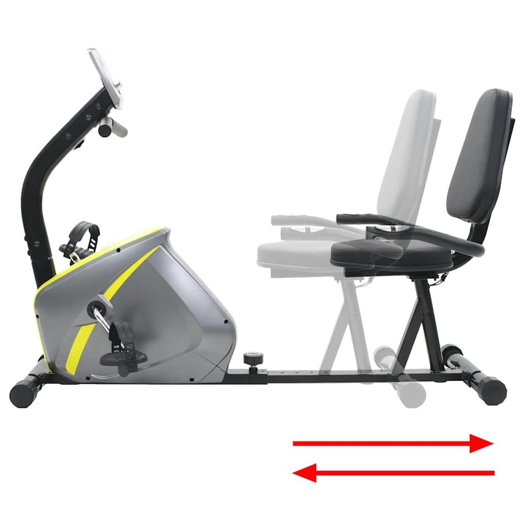 Magnetyczny rower treningowy z pomiarem tętna, wyświetlaczem LCD i uchwytem na tablet, regulowane wyściełane siedzisko, antypoślizgowe pedały z paskami, cichy opór