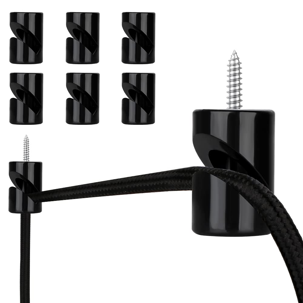 Zevnico6 Pack Chandelier Swag Hook, Ceiling Hook for Hanging Lights, DIY Pendant Wall Hook for Electric Wire Cable Cord Light Fixture, Black