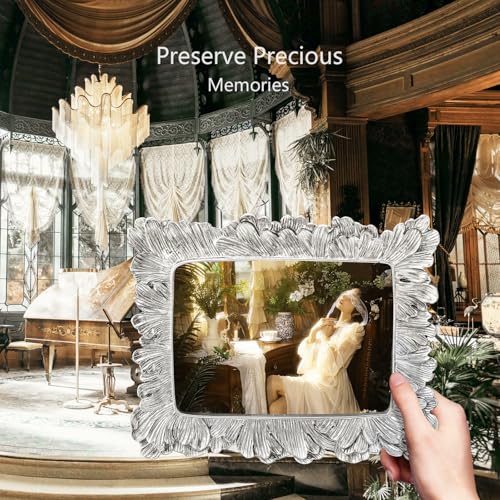 Image of 4x6 Vintage Picture Frames, Picture Frame for Table Top Display and Wall Hanging Home Decor (Silver, 4x6 Inch)
