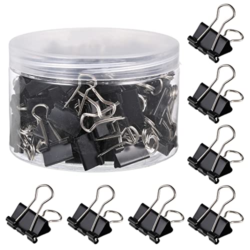 Foldback Klammern 100 Stück, Schwarz 19mm Binder-Clips, Büro-Metall-Klammern für Papierarbeiten, Papierbinder-Klemmen für Schule, Heimbedarf